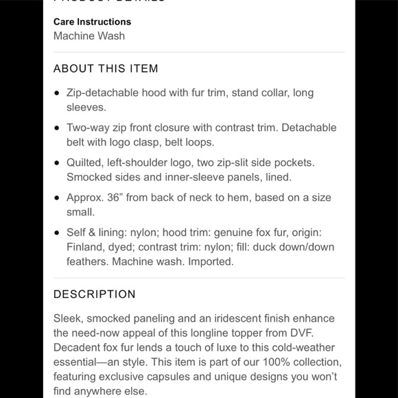 NWT DVF Jackie Iridescent Down Coat with Fox Fur -
100% Bloomingdale's Exclusive - Picture 12 of 12